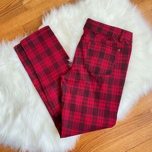 Truce Red Plaid Pants Size 13 Juniors Skinny 5 Pockets Punk Goth 2000s